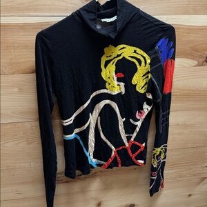 Alice + Olivia Black Top with Yellow Accents